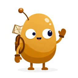 A round amber Wanderling waving, a folded map poking out of its backpack